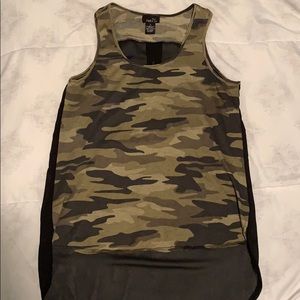 Army print tank top with sheet back